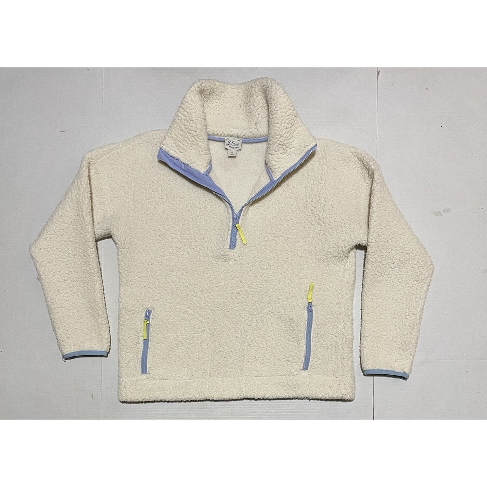 J.Crew Vintage Fleece 1/4 Zip Pullover Sherpa Cream Y2K Womens Small Sweater